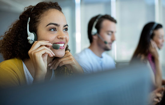 customer service member wearing headset